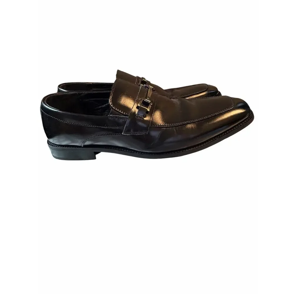Stacy Adams Mens Black Leather Bit Loafers Dress Shoes Size 12M Slip On